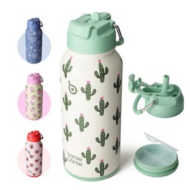 BOTTLE BOTTLE 32oz Insulated Water Bottle Stainless Steel Sport Water Bottle with Straw Dual-use Lid Design for Gym with Pill Box (Sweet Oasis)