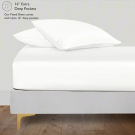 LINENWALAS 100% Tencel Lyocell Fitted Sheet Only with Secure Snug Fit All Around Elastic 40 cm Deep Pocket Fitted Bed Sheet- Softest Cooling Eucalyptus Silk Bedding (White, Small Double)