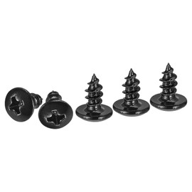 DTGN M4x8 Sheet Metal Screws - 125 Pack - for Wood, Furniture - Carbon Steel Phillips Truss Head Self Tapping Tip Wood Screws - Black