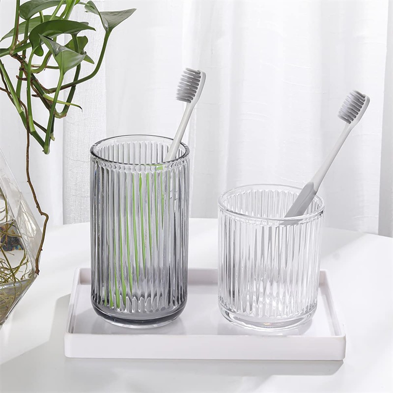 Gaolinci 2 Pcs Glass Tumbler Cup,Toothbrush Holder, Bathroom Cups, 10
