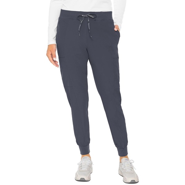 Med Couture Women's Peaches Collection Seamed Jogger Scrub Pant, Pewter,