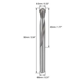 sourcing map Cemented Carbide Twist Drill Bits 8.5mm Metal Drill Cutter for Stainless Steel Copper Aluminum Zinc Alloy Iron 4 Pcs