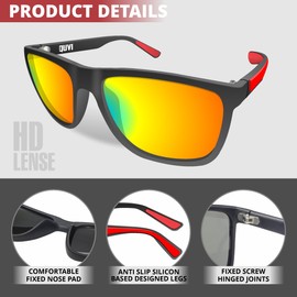 QUVI Polarized Sunglasses for Men Youth | Mens Sunglasses Polarized UV Protection, Lightweight Men's Sun Glasses for Driving Sports Fishing Golf Cycling