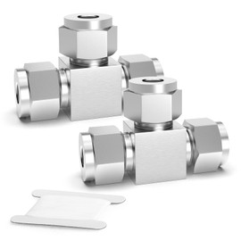 TAISHER 2 PCS 304 Stainless Steel Compression Tube Pipe Fitting Connector, 12mm Tube OD Tee Adapter