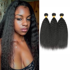 Brazilian Human Hair Bundles 26 28 30 Inch Soft and Healthy Yaki Straight Bundles Human Hair for Black Women