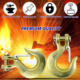 12 Pack Chain Hooks with Safety Latch, 1/4 Inch Safety Chain Hooks,Heavy Duty Forged G70 Clevis Slip Hook Trailer Truck Transport Tow Hook,1/2in Opening,12,600 Lb Capacity