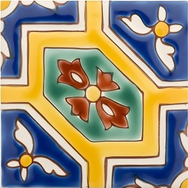 Casablanca Market MT032 Mediterranean Ceramic Malta Decorative Tile, Blue/Yellow