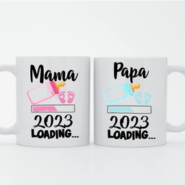 Deutsam 2er Set Mama Papa 2023 Geschenkset für werdende Eltern werdende Mama Papa Geschenk an Eltern Schwangerschaft Baby