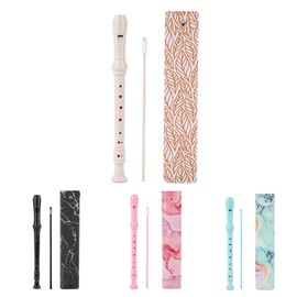 Jasenna Soprano Recorder, Elementary School Student, Beginner, 8 Hole C Key Soprano Recorder, Cleaning Stick, Fingering Chart, Leather Storage Bag (2-Gold Leaf)