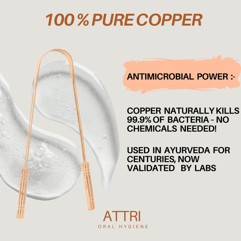 Pure Copper Tongue Scraper with Travel cases for Adults and