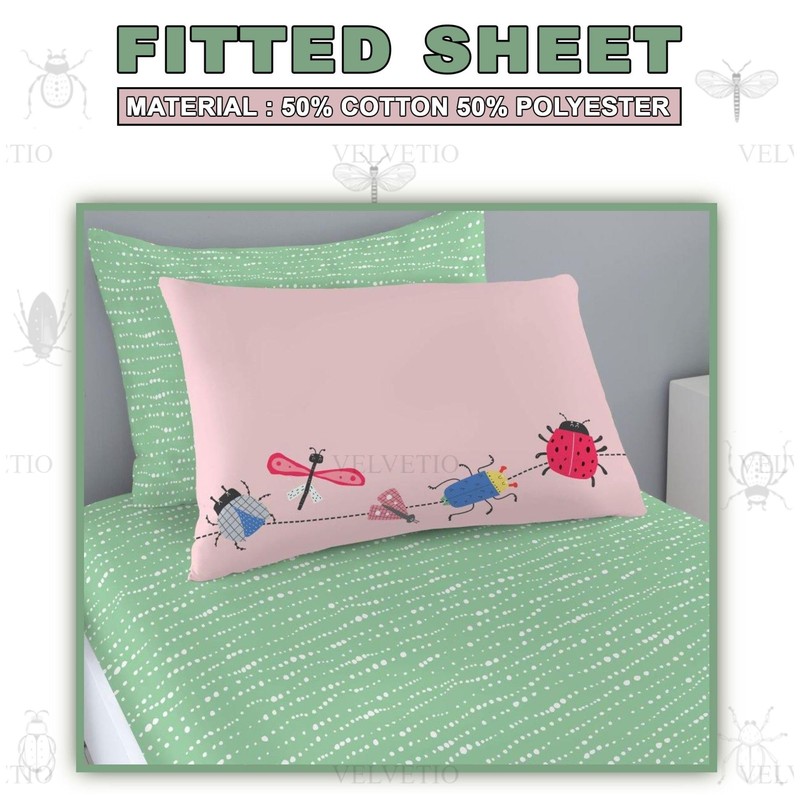 VELVETIO Luxury Kids Fitted Sheet with Matching Pillowcase, Boys &