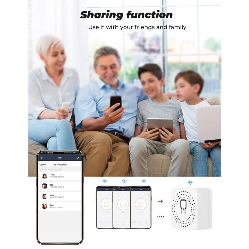 Mini ON/Off Controller Switch Smart WiFi Light Opener White APP