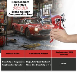 TOPVOP auto 29100 Brake Caliper Compression Tool,Be Suitable for Single/Twin/Quad/Sextuplet Piston Disc Brake Caliper Tool，Disc Brake Pad Spreader Compatible with for Most Cars and Light Trucks.