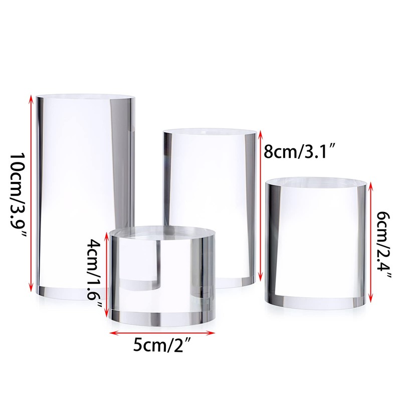 BTSKY 4 PCS Acrylic Cylinder Display Stand - Clear Solid