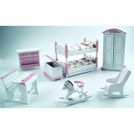 1/12th Scale Pink Nursery Set Including Bunk Beds Streets Ahead
