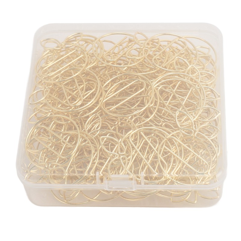 100Pcs Gold Paper Clips Cute Shape Stainless Steel Multifunction Metal