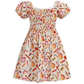 IBTOM CASTLE First Day of School Outfits: Toddler Girls Back to School Pencil Dress Causal Flutter Sleeve Ruffle Bottom Swing Dress Summer School Picture First day of kindergarten Dress Yellow 4-5T