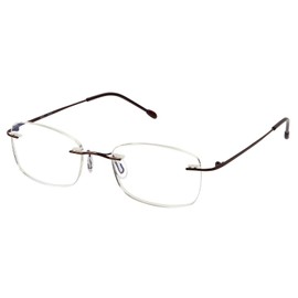 MIDI Midi Reading Glasses, Borderless, Blue Light Reduction, UV Protection, Metal Frame, Square, Men's Color: Brown (M321, C5, +1.00)