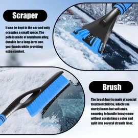 Axinyijia Car Ice Scraper with Broom Ice Scraper Snow Brush for Car Windscreen, Removable Car Scraper Snow Brush Car Paint Gentle for Car SUV Truck