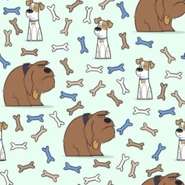 Quilting Treasures The Secret Life of Pets Max & Duke Light Mint 100% Cotton Fabric by The Yard