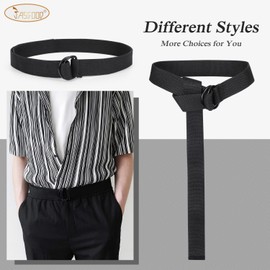 JASGOOD Men Black Canvas Belt, Webbing Cloth D Ring Buckle Belt Extra Long with Metal Tip for Pants (One Pack Black,Fit Waist Size 40-45 inch)