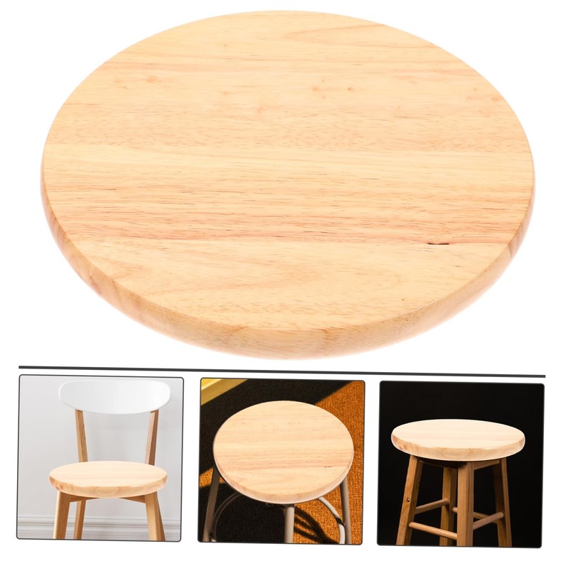 KONTONTY Round Wooden Stool Seat Replacement Sturdy Rubberwood Top for