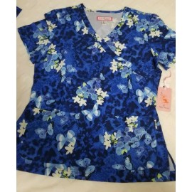KOI BY KATHY PETERSON KRISTEN BUTTERFLY SCRUB TOP ~ SIZE SMALL ~ NWT