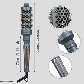 Thermal Brush Heat Round Brush, Curling Iron & Hair Straightener with Temp Settings, Curling for All Hair Types, Grey