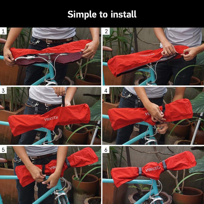 Vincita Water-Resistant Durable Handlebar Rain Cover Red Bike Cover for
