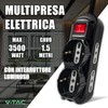 V-TAC Power Strip Black 6 Slots with Switch and Cable