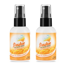 Flushie Pre-Toilet Sprays 2-Ounce Bottle, Citrus Fusion Scent, Bathroom Deodorizer, Poop Spray, Perfect for Travel 2oz (2 Pack)