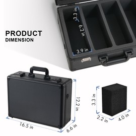 Meryndou Graded Card Storage Box – Aluminum Alloy Trading Cards Storage Box with Combination Lock - Holds 140+ Graded Cards, Sports Card Case, Fits PSA, CSG, BGS (Black)