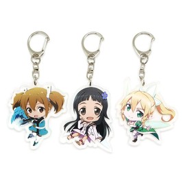 EBTY DREAMS Inc. - Set of 3 Sword Art Online (SAO) Acrylic Keychain Kirito Silica (Keiko Ayano), Leafa (Suguha Kirigaya), Yui