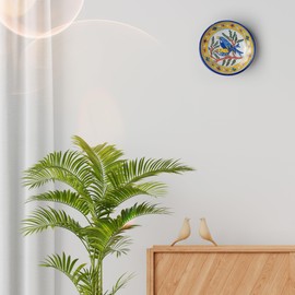 Tarini Gallery Ceramic Wall Plate Showpiece Handmade Ceramic Designer Elegant with Bird Design for Living Room Bedroom Office and Gifting (White Plate)