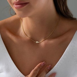 Meteorstarry Cross Chain Gold, Golden Cross Chain Women's Glitter, Gold Chain Waterproof Cross Chain Necklaces Without Pendant Wedding Anniversary Gift for Women Girls Mother in Law