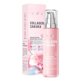 Collagen Sakura Brightening Moisture Lotion,Brighten Skin Tone Shiny Water Locking Moisturizing Delicate And Tender Skin,Collagen Sakura Moisturizing Revitalizing Six Piece Set,Best Gift-Lotion 100ml