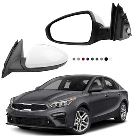 Dasbecan Driver Side Door Mirror DIY Paintable Compatible with 2019-2024 KIA Forte Left Side Mirror With Manual Folding Power Adjustment Replaces# 87610M7000 KI1320226 (3Pins)