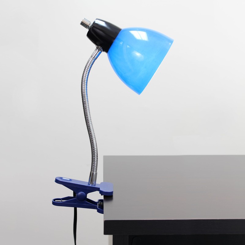 Simple Designs LD2014-BLU-LB 15.25" Adjustable Clip Lamp Light with LED