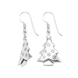 Heather Needham Sterling Silver Christmas Tree Earrings - SIZE: 25mm plus wires. Gift boxed 6164/B41