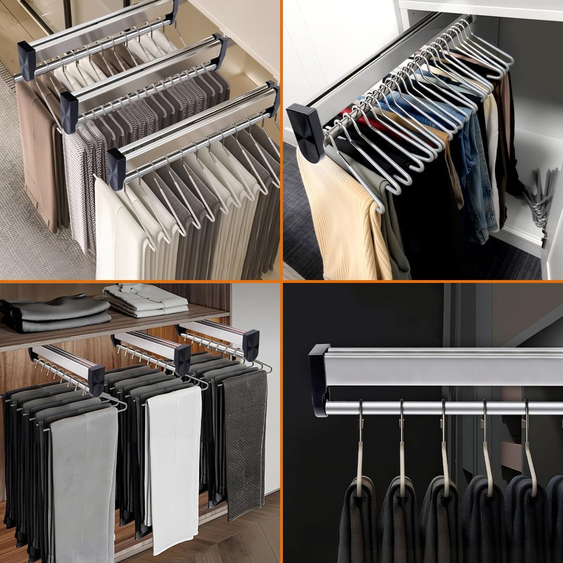 Pull Out Valet Rods for Closets, Clothes Hanger Rail Slide