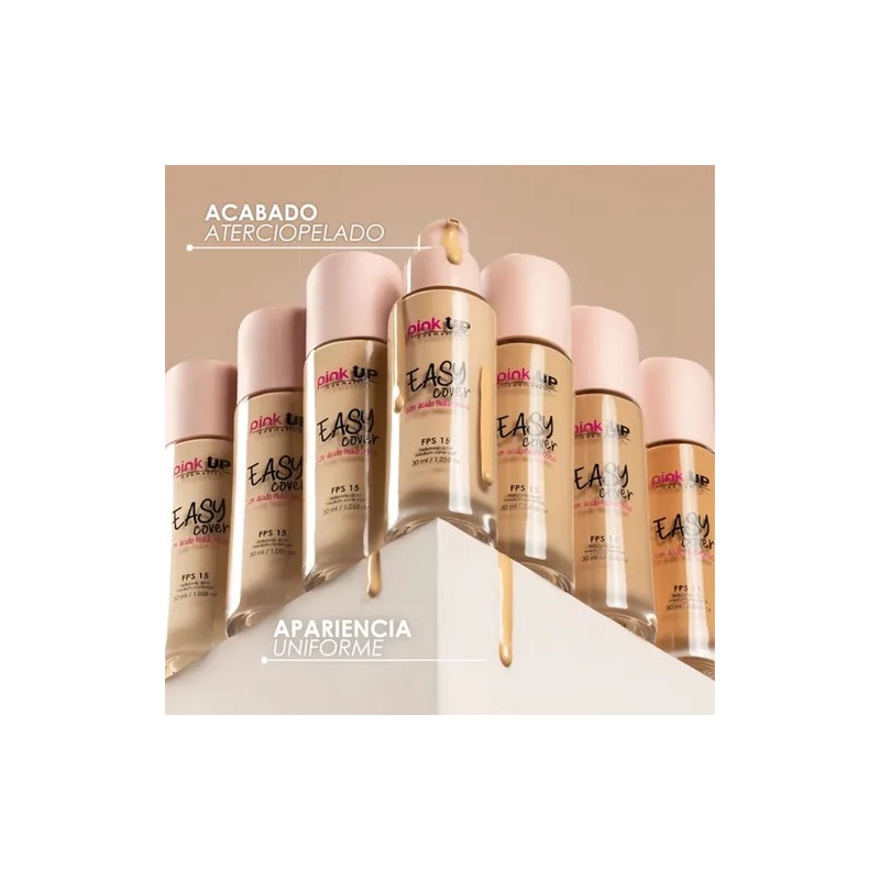 Pink Up Easy Cover Maquillaje Liquido Cobertura Media Base D