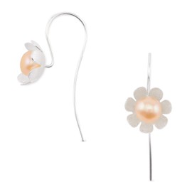 Monkimau Women's Earrings Flower Earrings 925 Sterling Silver with Pearl, Silver