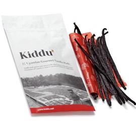 Kiddu - Gourmet Vanilla Beans for Baking, 12 Whole Grade A Pods in a Resealable Pouch, 18cm - 20cm+