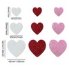 60pcs Valentines Day Decor Love Heart Stickers, Glitter Pink Red