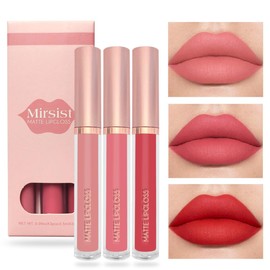 KARLOR Liquid Lipstick Set, 3 Pieces Matte Lipstick Pink Peach Red Lipstick Set Matte Liquid Lipstick Moisturising Waterproof Long-Lasting Lipstick 24 Hours Hold (Set B)