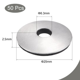 TOP-VIGOR 50Pcs EPDM Bonded Sealing Washers, 6.3mm ID 25mm OD 2.5mm Thickness Stainless Steel Rubber Backed Screw Gasket