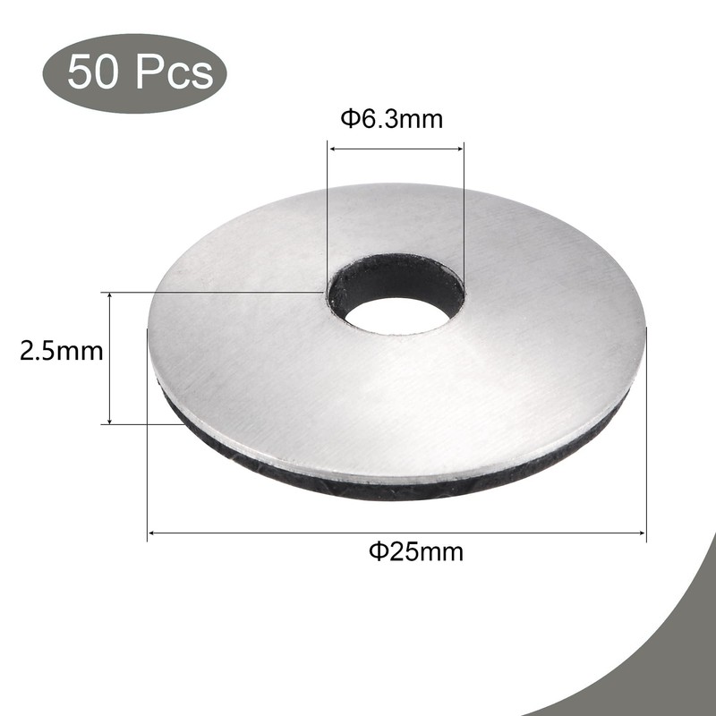 TOP-VIGOR 50Pcs EPDM Bonded Sealing Washers, 6.3mm ID 25mm OD