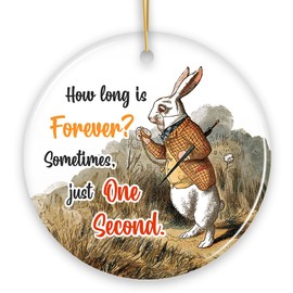 The White Rabbit How Long is Forever Quote Ornament, Vintage Alice's Adventures in Wonderland Christmas Decor