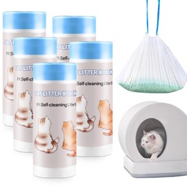 Joddguu Self-Cleaning Cat Litter Box Liners Compatible With MW-SC01/MW-SC02/MW-LR01, Drawstring Heavy Duty Kitty Litter Receptacles Bags for Automatic Cat Litter Box, 18" x 12.6" (5 Roll/100 Bags)