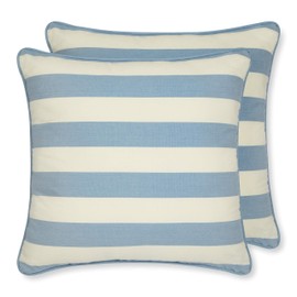 Sticky Toffee Striped Cushion Cover - Cornish Blue Stripe, Set of 2 | 100% Cotton | Patterned Covers Perfect for Indoor or Outdoor Furniture, Sofa, Bed, Chair Pillows | Washable